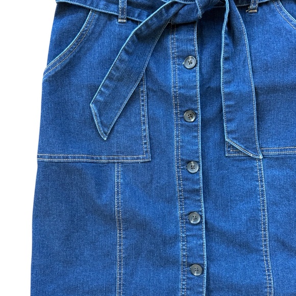 SO Denim Button-Down Belted Sleeveless Mini Dress Size L - Picture 5 of 11